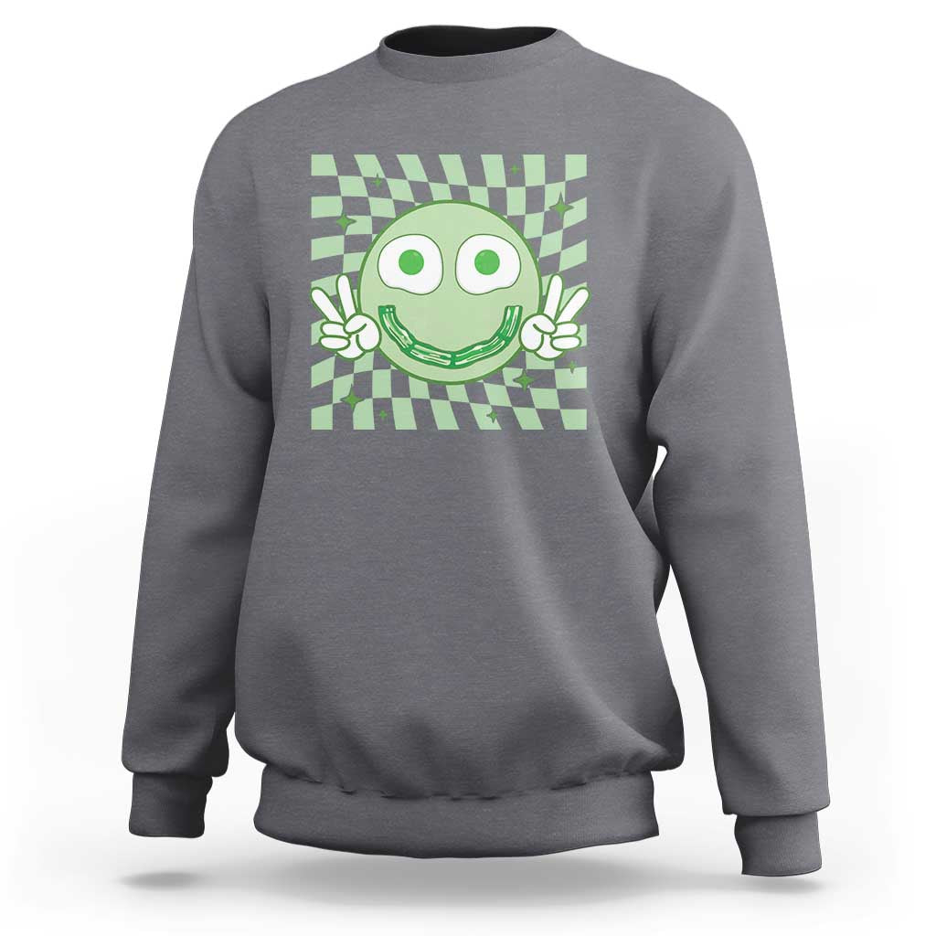 Funny Green Smile Face Eggs Bacon Breakfast St Patrick's Day Sweatshirt