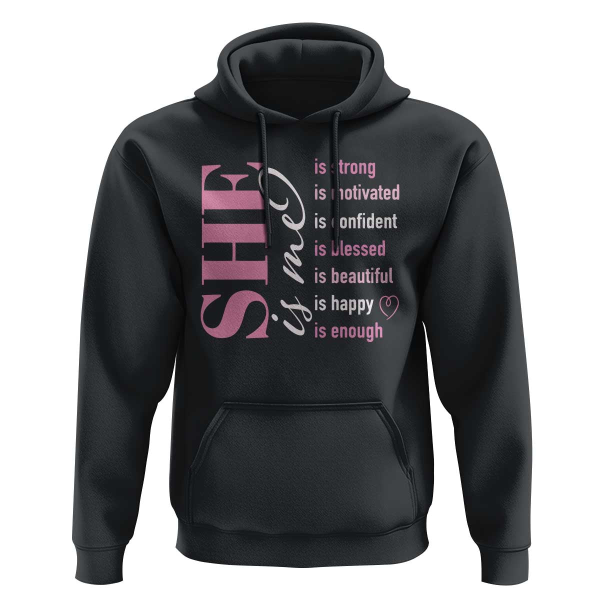 Woman Affirmation Hoodie She Is Strong Motivated Confident Blessed Beautiful