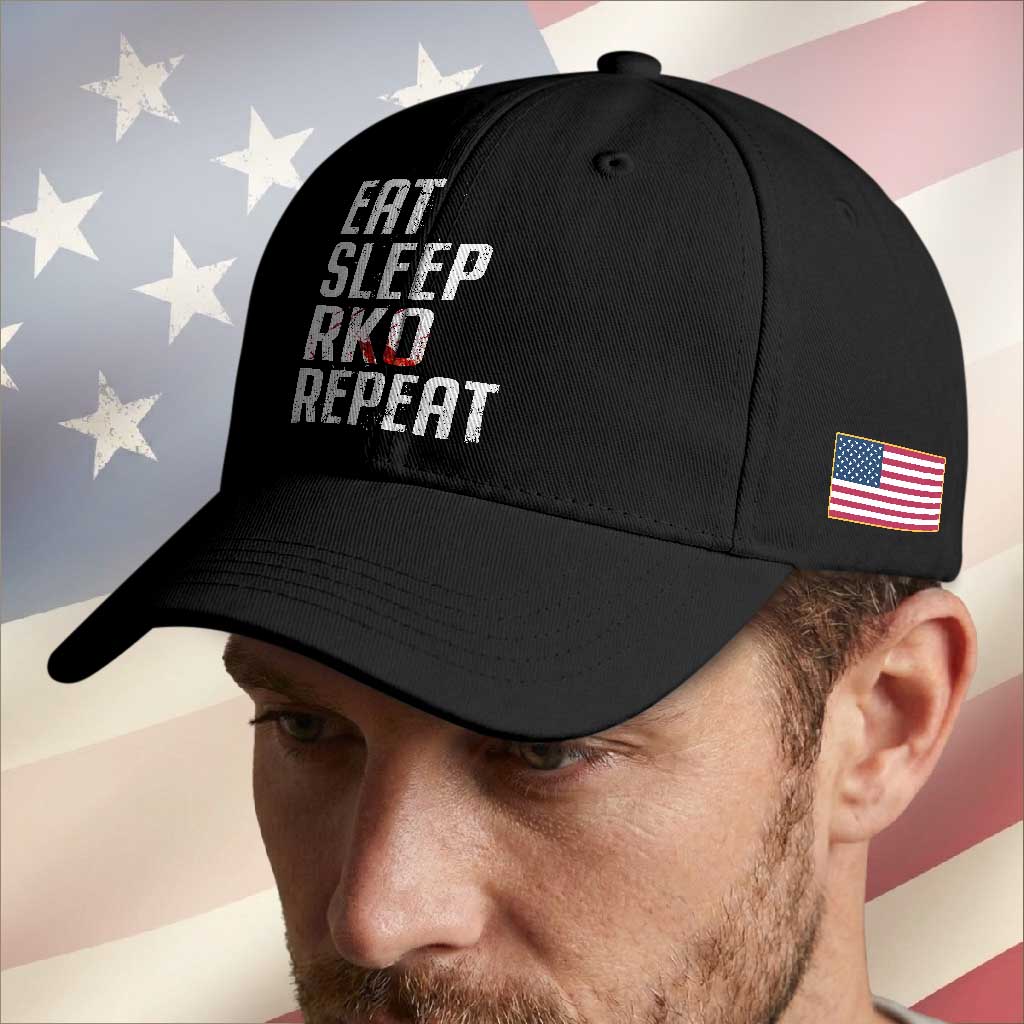 Eat Sleep RKO Repeat Baseball Cap Blood Stained
