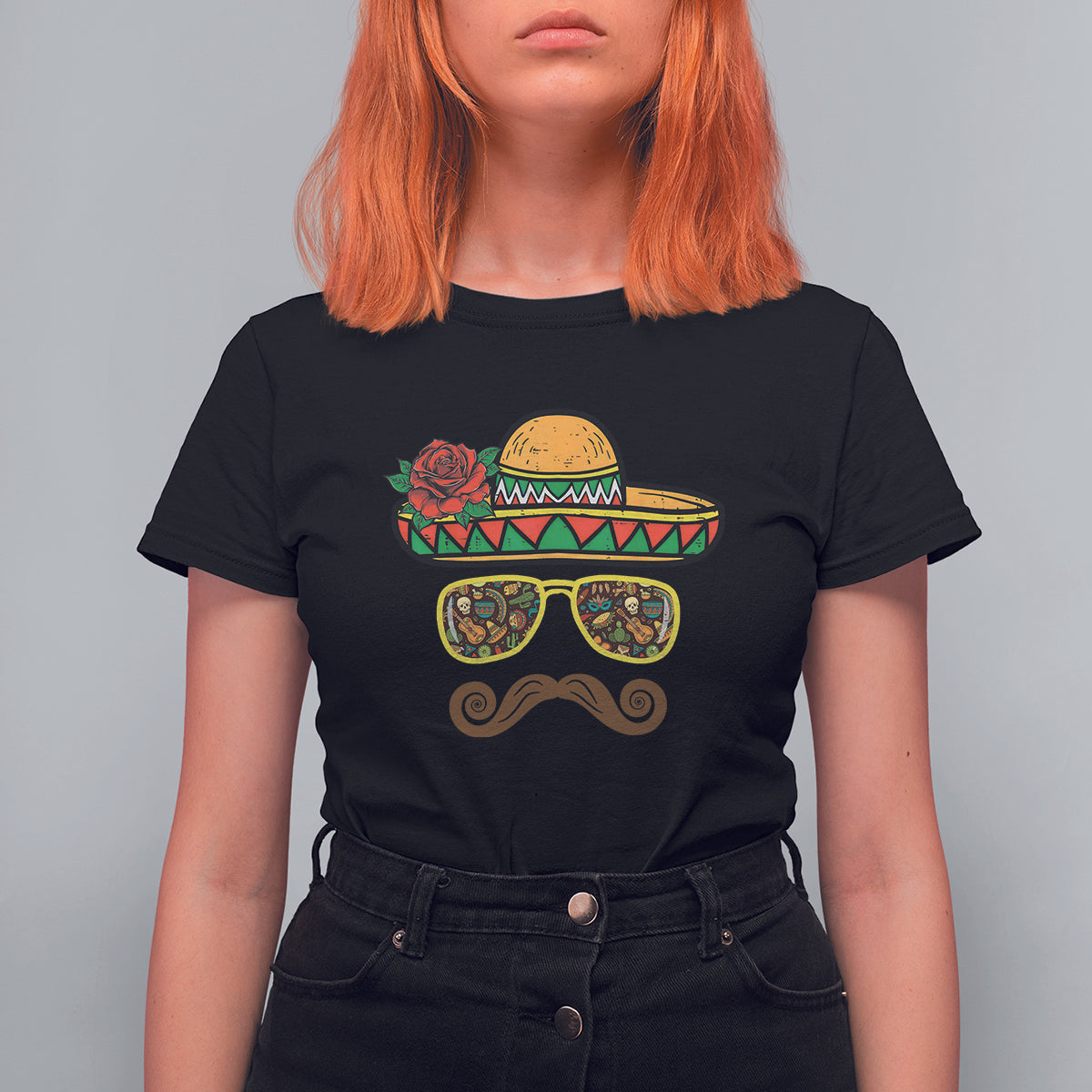 Cinco De Mayo T Shirt For Women Funny Sombrero Face Fiesta Party Mexico Costume