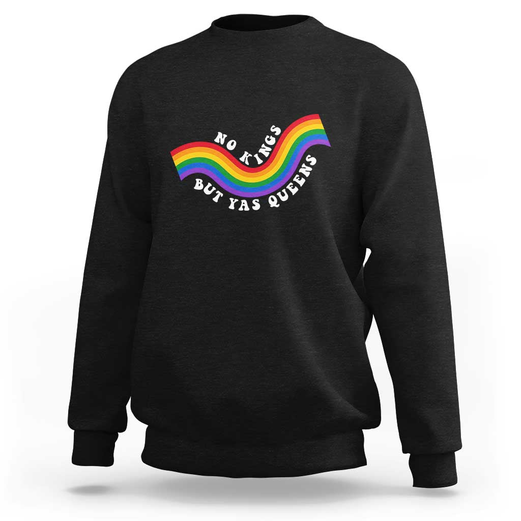 No Kings But Yas Queens LGBTQ Pride Retro Rainbow Sweatshirt