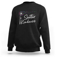 Black sweatshirt with Scatter Kindness dandelion heart graphic on chest