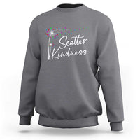 Charcoal sweatshirt with Scatter Kindness dandelion heart graphic on chest