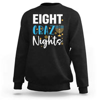 Black men's Hanukkah sweatshirt with 'Eight! Crazy Nights' menorah graphic