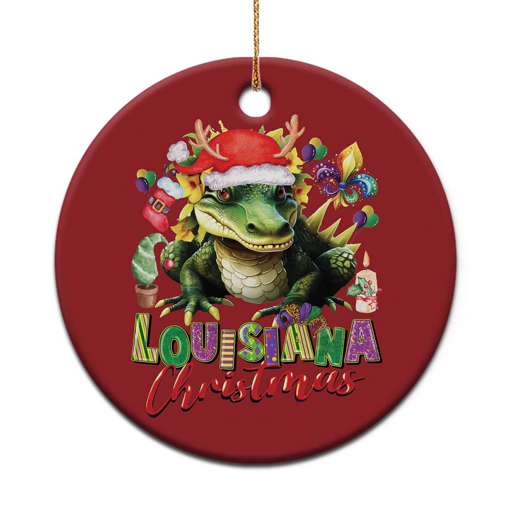 Funny Cajun Louisiana Christmas Santa's Alligator Christmas Ornament - Wonder Print Shop