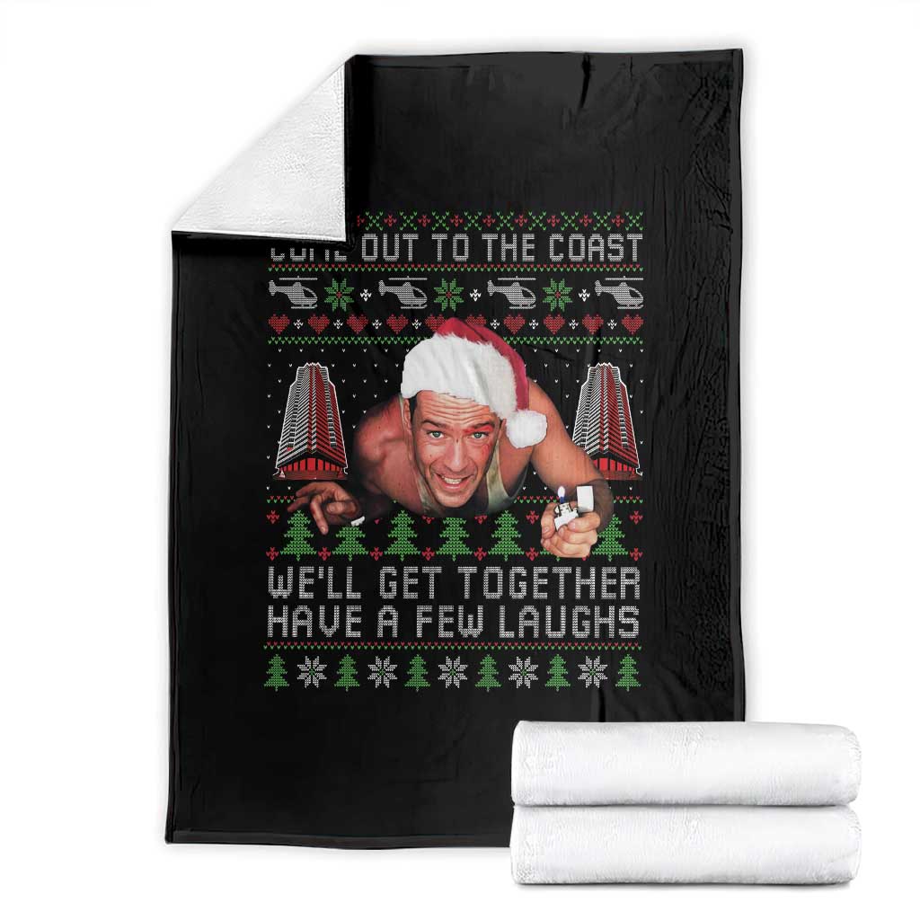 Funny Nakatomi Plaza Christmas Throw Blanket Come Out To The Coast John Xmas 80's Die Movie - Wonder Print Shop