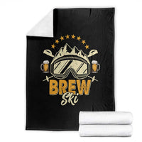 Brewski Skiing Beer Throw Blanket Funny Skiing Skier Ski Vacation - Wonder Print Shop