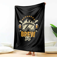 Brewski Skiing Beer Throw Blanket Funny Skiing Skier Ski Vacation - Wonder Print Shop