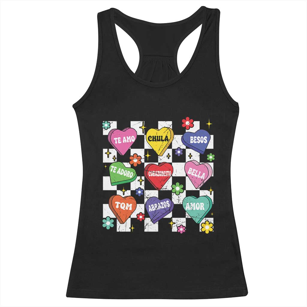 Funny Spanish Candy Heart Valentine's Day Racerback Tank Top