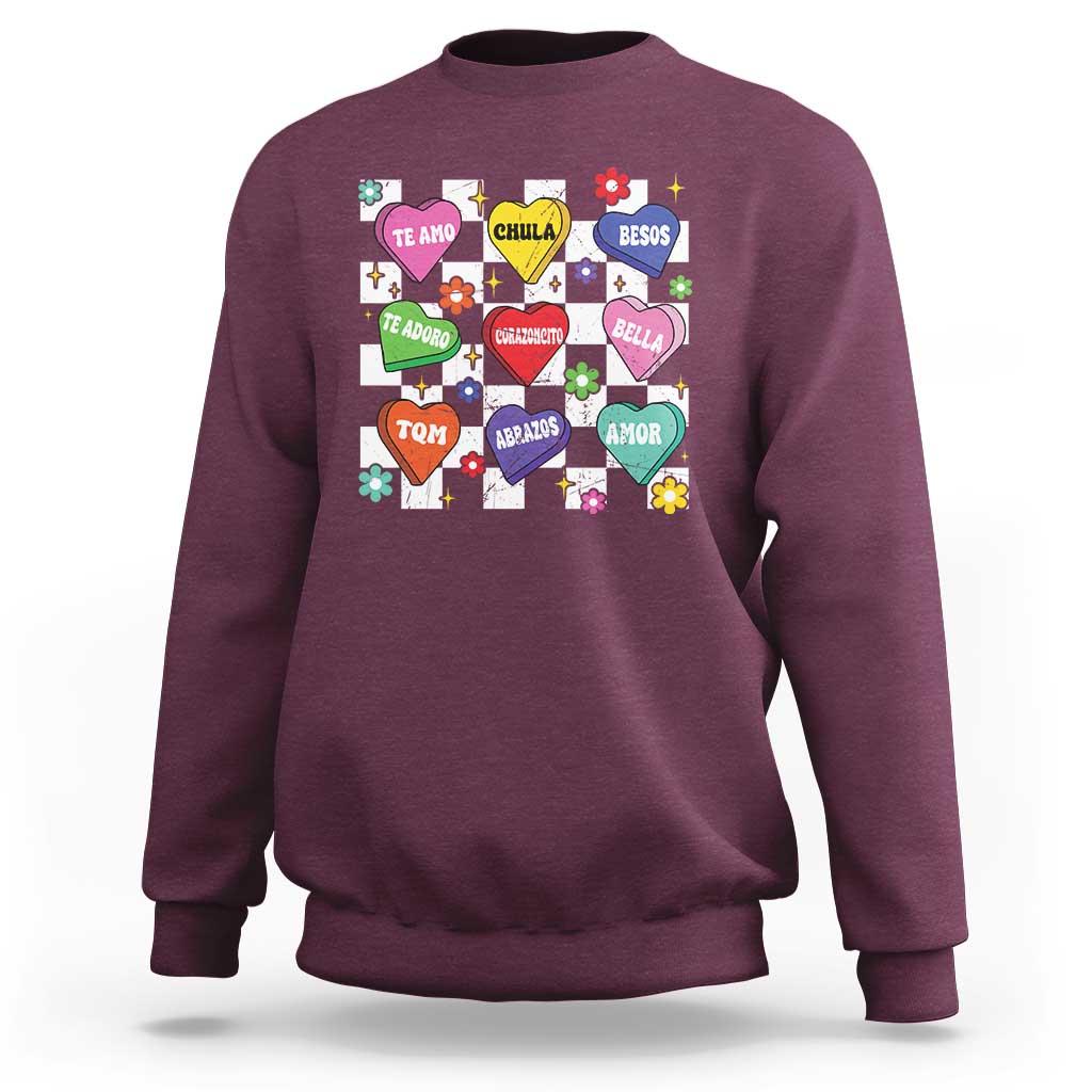Funny Spanish Candy Heart Valentine's Day Sweatshirt