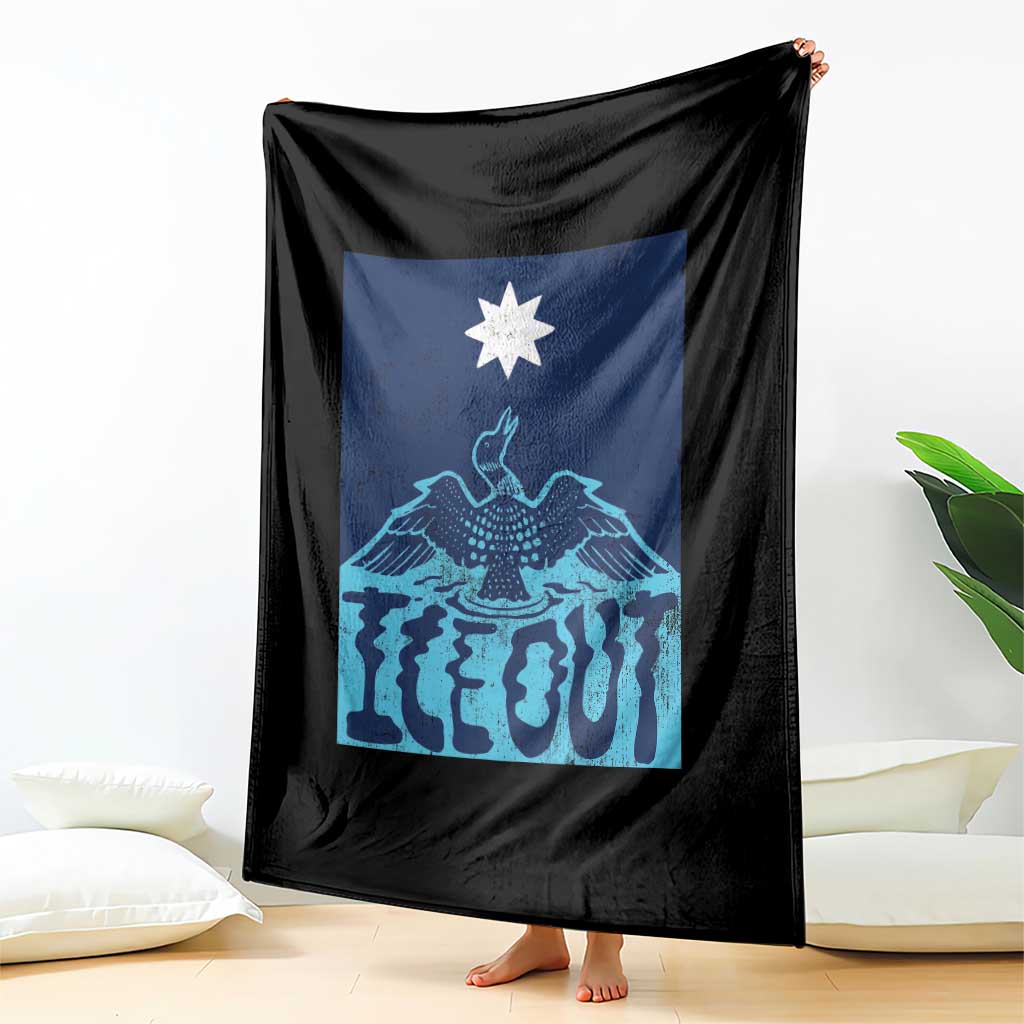 Ice Out Minnesota Loon Throw Blanket MN State Protest