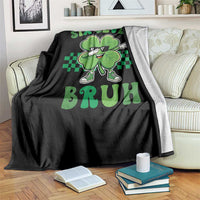 Funny 67 St Patricks Day Throw Blanket Six Seven Bruh Dabbing Shamrock