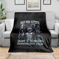 Not Now Kitten Daddy Is Increasing Shareholder Value Throw Blanket Funny Alpha Wolf Meme Unhinged Brainrot