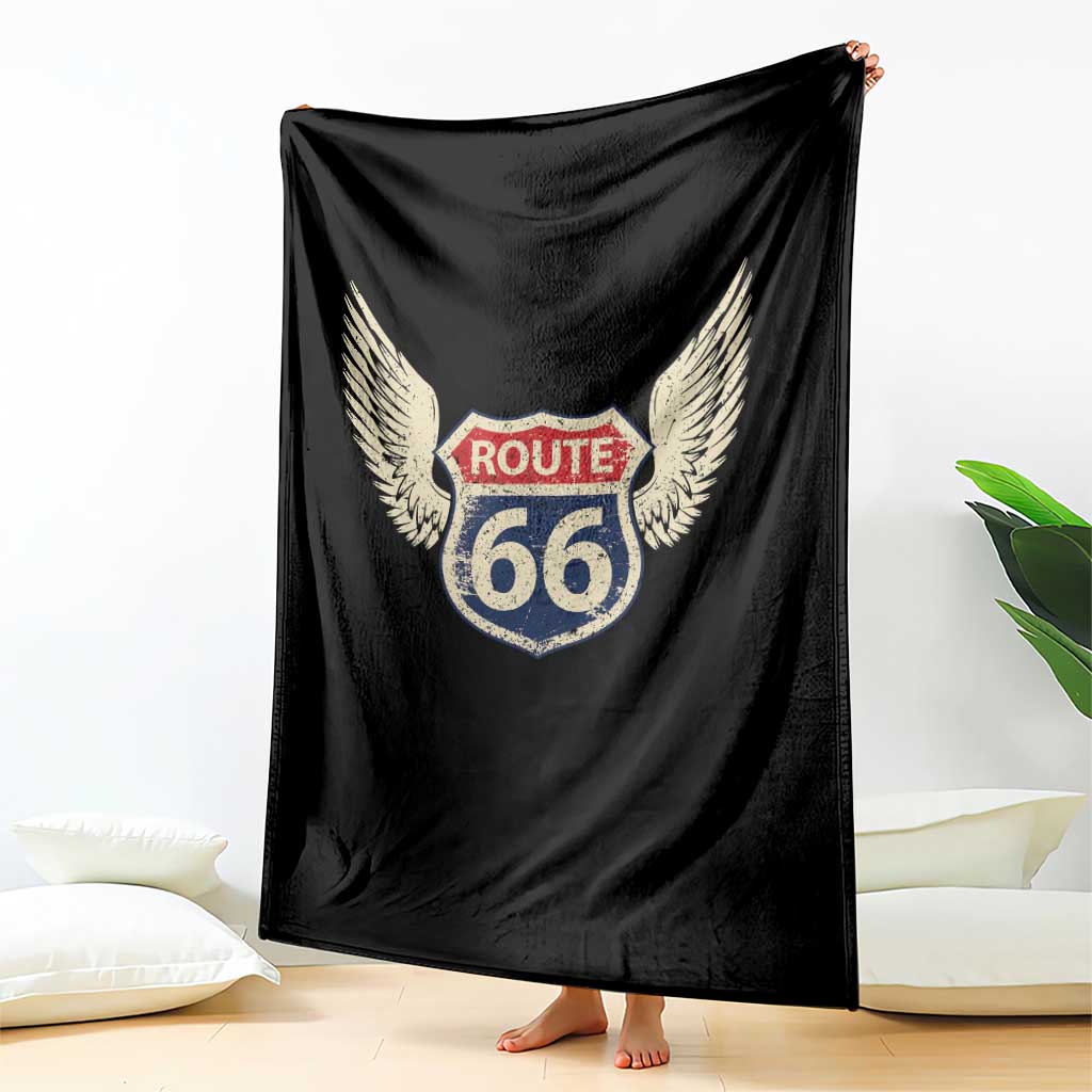 Vintage Route Highway 66 Highway Road Trip Sign Throw Blanket