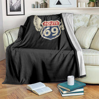 Vintage Route 69 Highway Road Trip Sign Throw Blanket