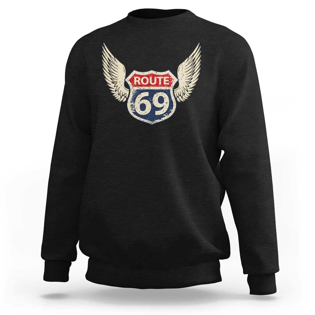 Vintage Route 69 Highway Road Trip Sign Sweatshirt