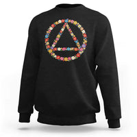 AA Sober Retro Flower Symbol Serenity Recovery Sweatshirt