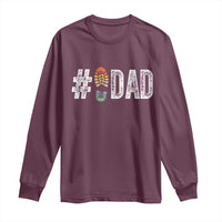 Maroon long-sleeve dad shirt with #DAD football print graphic at chest
