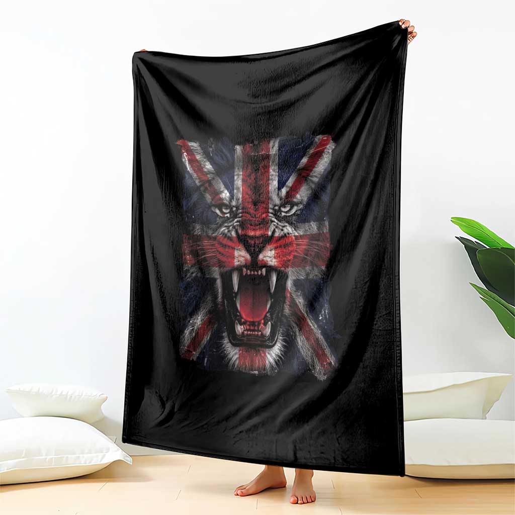 Union Jack Flag Lion Face UK British Great Britain Throw Blanket