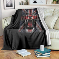 Union Jack Flag Lion Face UK British Great Britain Throw Blanket