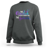 Charcoal gray crewneck sweatshirt with The Comeback slogan awareness front graphic