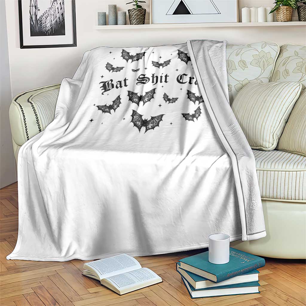 Funny Halloween Bat Shit Crazy Throw Blanket Horror Gothic Coquette Bat - Wonder Print Shop