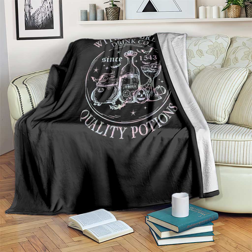 Halloween Witch Drinks Throw Blanket Witches Brew Drink Co Quality Potions Since 1543 - Wonder Print Shop