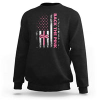 Breast Cancer Awareness Sweatshirt Back The Pink Warrior American Flag - Wonder Print Shop