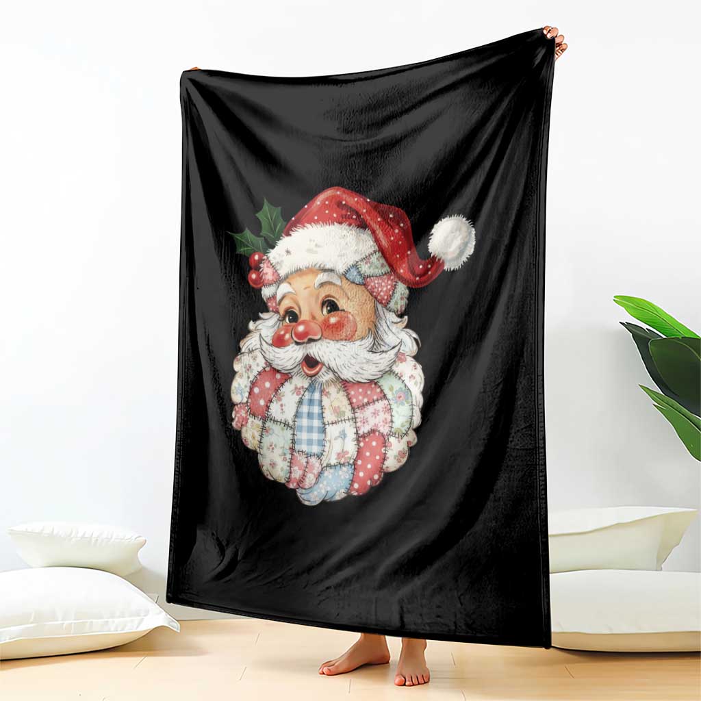 Vintage Retro Patchwork Santa Xmas Throw Blanket Merry Christmas Holiday - Wonder Print Shop