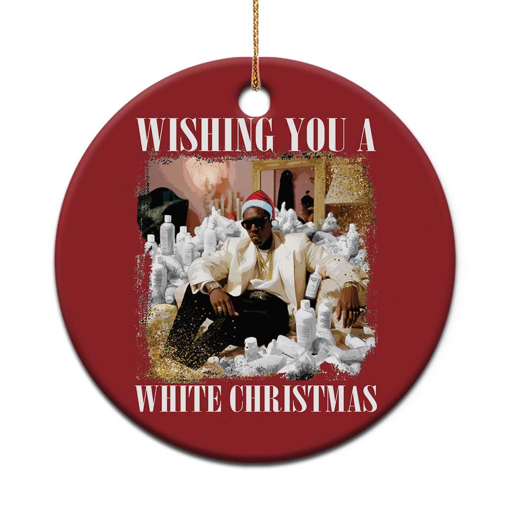 Funny Dirty Santa Diddy Xmas Christmas Ornament Wishing You A White Xmas Santa Hat - Wonder Print Shop