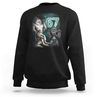Funny 67 Alpha Wolf Sweatshirt Cringe Werewolf Howling Six Seven Meme - Wonder Print Shop