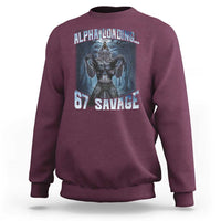 Funny 67 Alpha Wolf Sweatshirt Alpha Loading 67 Savage Six Seven Gen Z Meme - Wonder Print Shop