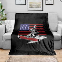 Funny Snowboarding Lover American Flag Winter Sport Throw Blanket - Wonder Print Shop