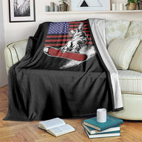 Funny Snowboarding Lover American Flag Winter Sport Throw Blanket - Wonder Print Shop