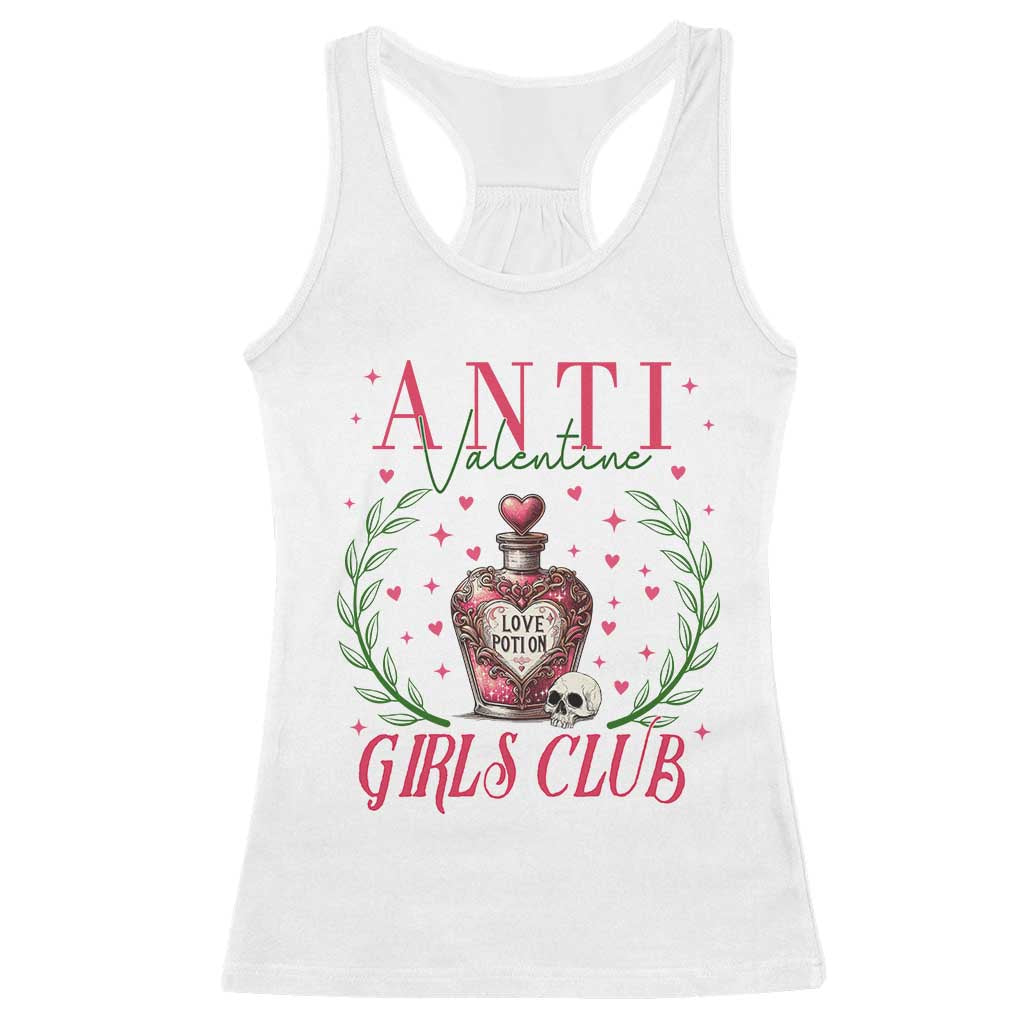 Funny Anti Valentine Girl Club Racerback Tank Top Love Potion Skull