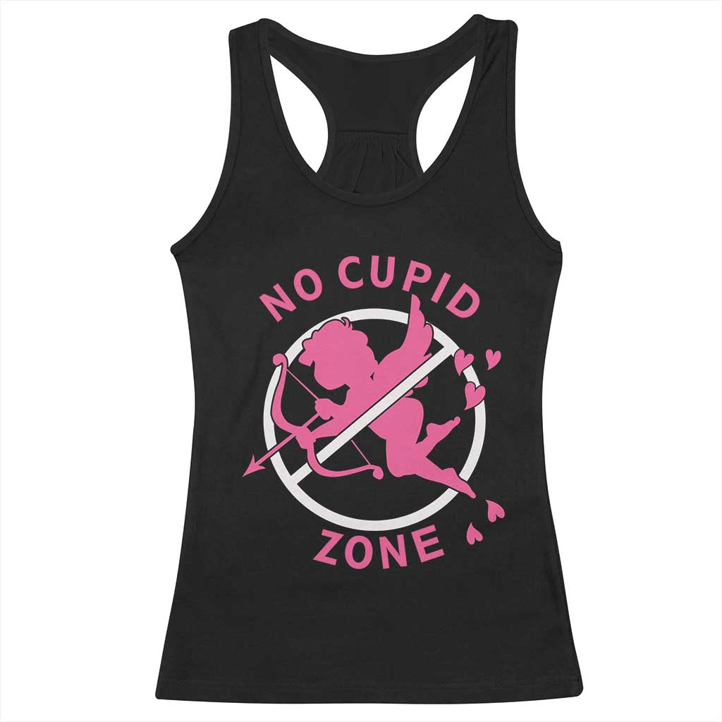 Funny Anti Valentine's Day Racerback Tank Top No Cupid Zone