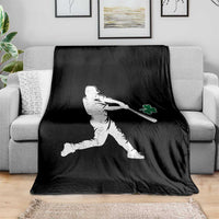 St Patricks Day Baseball Batter Silhouette Shamrock Throw Blanket
