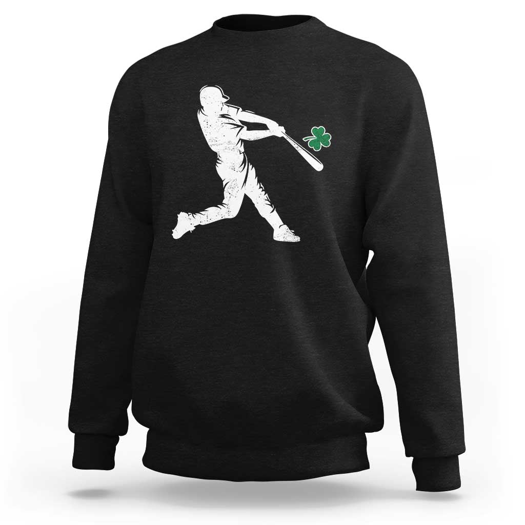 St Patricks Day Baseball Batter Silhouette Shamrock Sweatshirt
