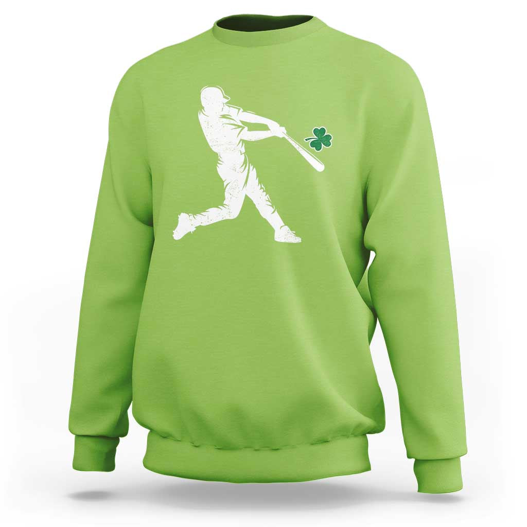 St Patricks Day Baseball Batter Silhouette Shamrock Sweatshirt