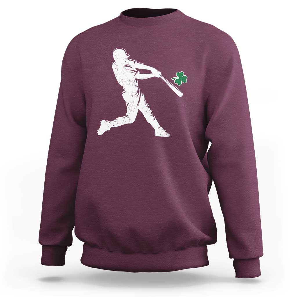 St Patricks Day Baseball Batter Silhouette Shamrock Sweatshirt