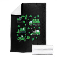 Funny St Patricks Day Construction Trucks Irish Shamrock Throw Blanket