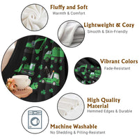 Funny St Patricks Day Construction Trucks Irish Shamrock Throw Blanket