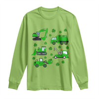 Funny St Patricks Day Construction Trucks Irish Shamrock Long Sleeve Shirt