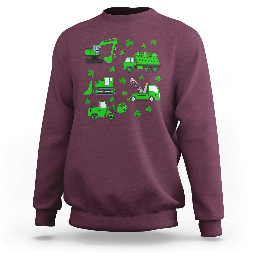 Funny St Patricks Day Construction Trucks Irish Shamrock Sweatshirt