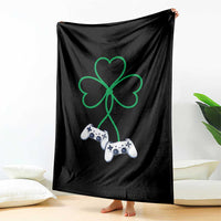 Video Game Lover St Patricks Day with Shamrock Controllers Throw Blanket