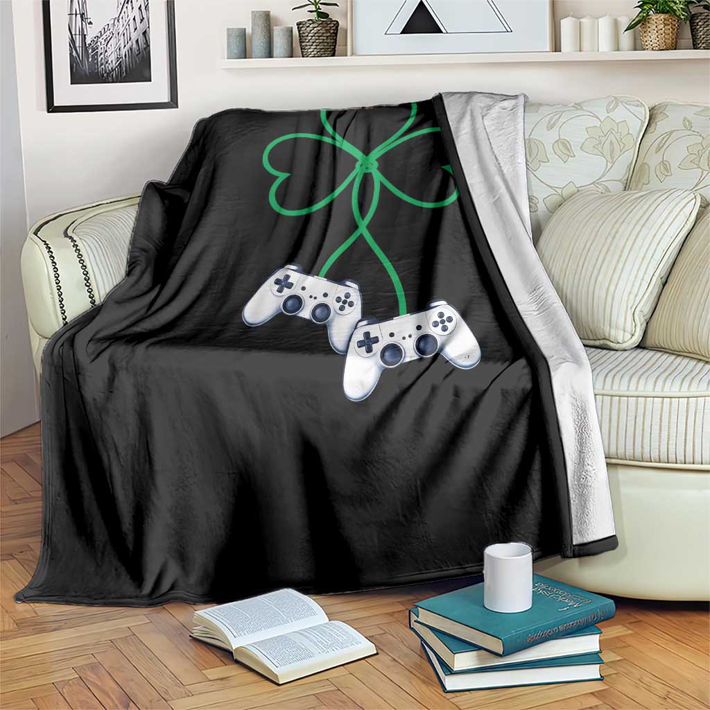 Video Game Lover St Patricks Day with Shamrock Controllers Throw Blanket