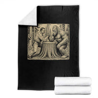 Theodore Roosevelt and Bigfoot Arm Wrestling Retro Throw Blanket