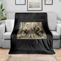Theodore Roosevelt and Bigfoot Arm Wrestling Retro Throw Blanket