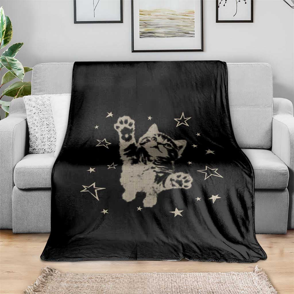 90s Y2k Cat Jumping Stars 2000s Grunge Vintage Graphic Throw Blanket