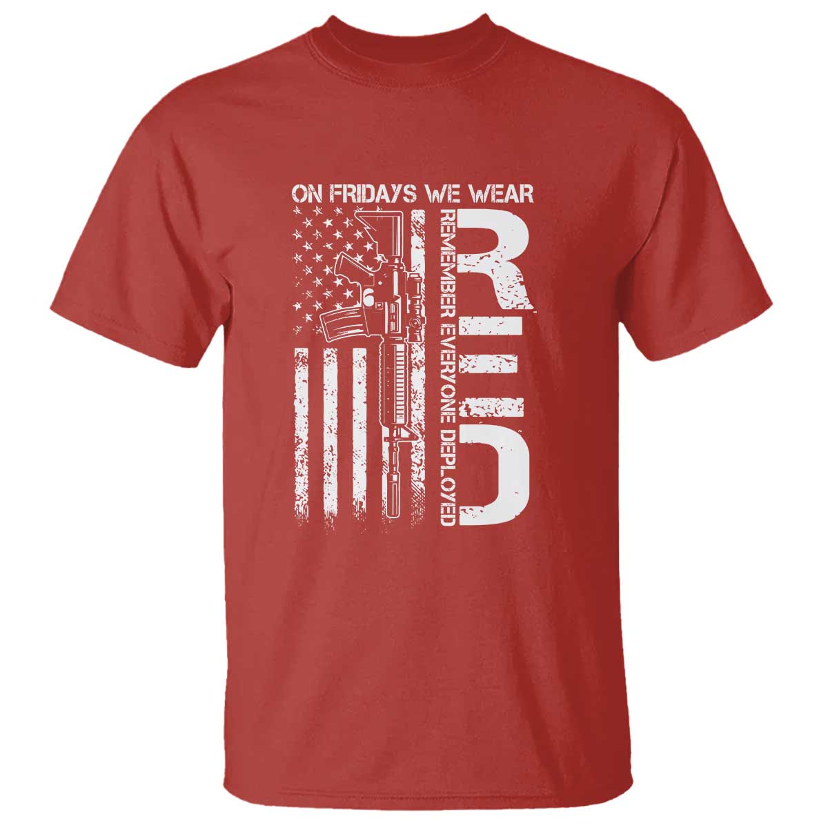 RED Friday T Shirt On Friday We Wear Red Vintage American Flag Military Gun - Wonder Print Shop